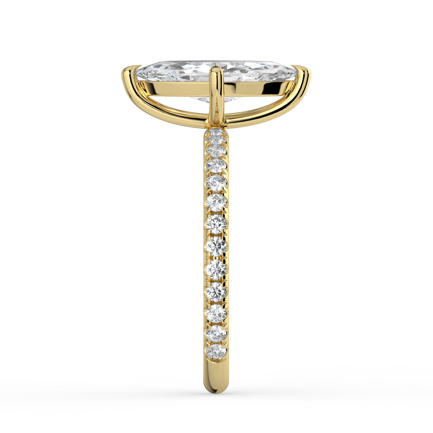 The Astra Ring - Marquise Solitaire with Pavé Band