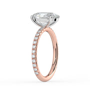 The Astra Ring – Oval Solitaire with Pavé Band in 18K White Gold and Rose Gold – The Jewel Concierge