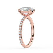 The Astra Ring – Oval Solitaire with Pavé Band in 14K White Gold and Rose Gold – The Jewel Concierge