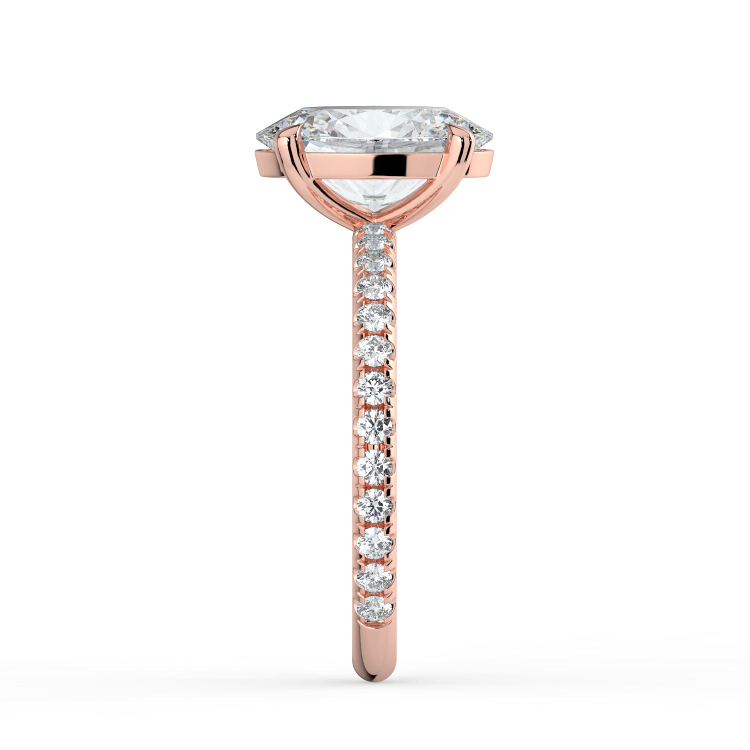 The Astra Ring - Oval Solitaire with Pavé Band