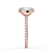 The Astra Ring – Oval Solitaire with Pavé Band in 18K Rose Gold – The Jewel Concierge