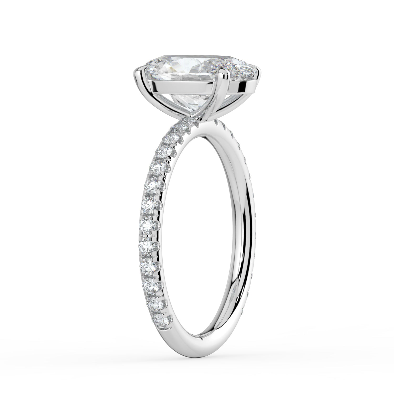 The Astra Ring - Oval Solitaire with Pavé Band