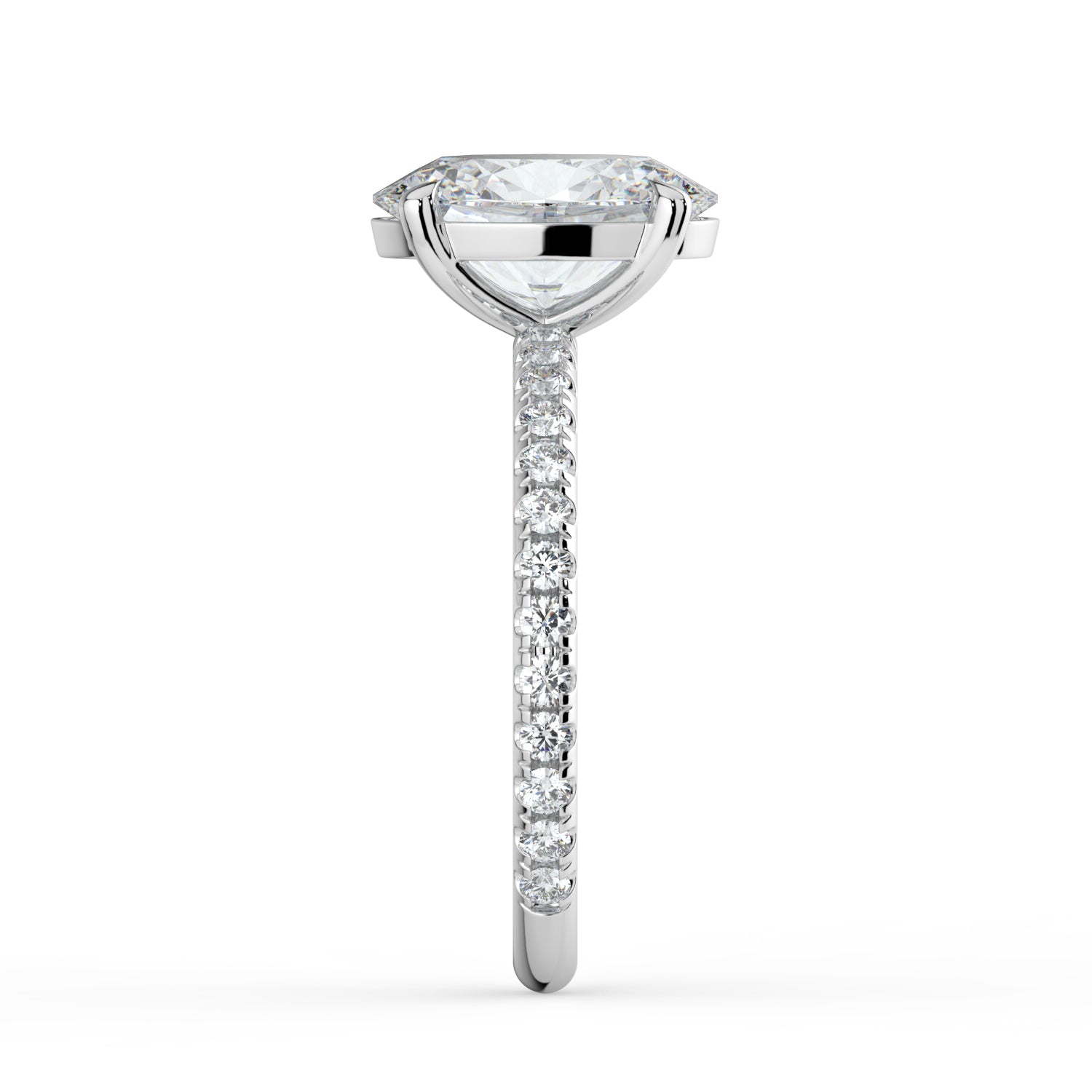 The Astra Ring - Oval Solitaire with Pavé Band