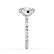 The Astra Ring – Oval Solitaire with Pavé Band in 18K White Gold – The Jewel Concierge