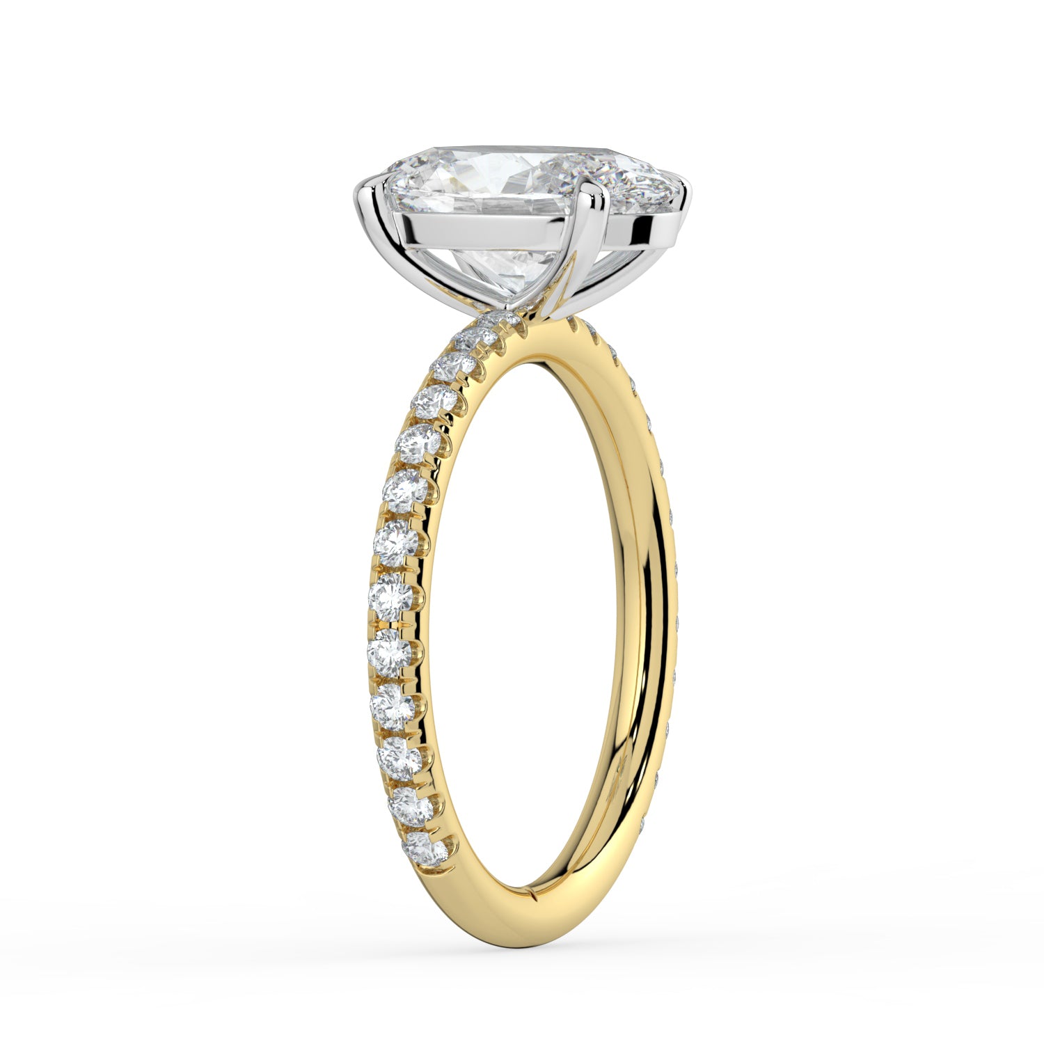 The Astra Ring - Oval Solitaire with Pavé Band
