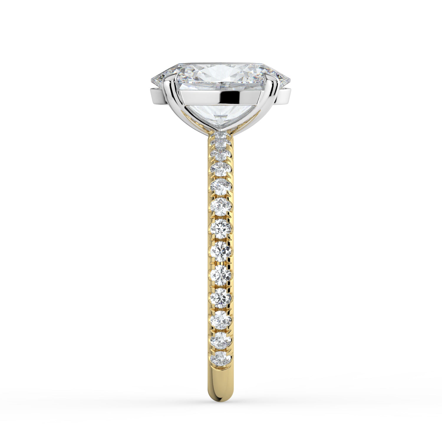 The Astra Ring - Oval Solitaire with Pavé Band