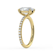 The Astra Ring – Oval Solitaire with Pavé Band in 14K Rose Gold – The Jewel Concierge