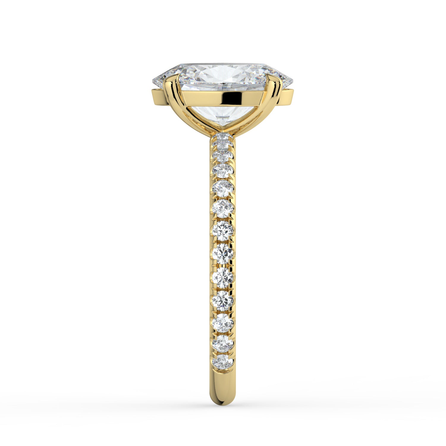 The Astra Ring - Oval Solitaire with Pavé Band