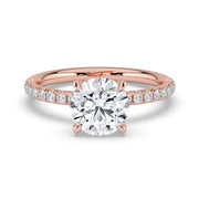 The Astra Ring – 4 Claw Round Solitaire with Pavé Band – The Jewel Concierge