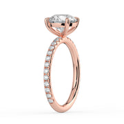The Astra Ring – 4 Claw Round Solitaire with Pavé Band in 14K White Gold and Rose Gold – The Jewel Concierge
