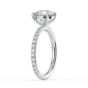 The Astra Ring – 4 Claw Round Solitaire with Pavé Band in 14K White Gold and Yellow Gold – The Jewel Concierge