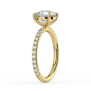 The Astra Ring – 4 Claw Round Solitaire with Pavé Band in 14K Rose Gold – The Jewel Concierge