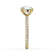 The Astra Ring – 4 Claw Round Solitaire with Pavé Band in 18K Yellow Gold – The Jewel Concierge
