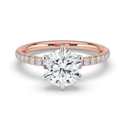 The Astra Ring – 6 Claw Round Solitaire with Pavé Band – The Jewel Concierge