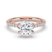 The Astra Ring – 6 Claw Round Solitaire with Pavé Band – The Jewel Concierge
