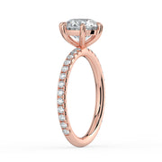 The Astra Ring – 6 Claw Round Solitaire with Pavé Band in 14K White Gold and Rose Gold – The Jewel Concierge