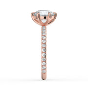 The Astra Ring – 6 Claw Round Solitaire with Pavé Band in 18K Rose Gold – The Jewel Concierge