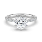 The Astra Ring - 6 Claw Round Solitaire with Pavé Band