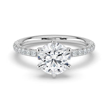 The Astra Ring - 6 Claw Round Solitaire with Pavé Band