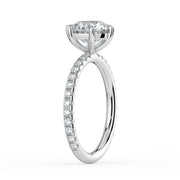 The Astra Ring – 6 Claw Round Solitaire with Pavé Band in 14K White Gold and Yellow Gold – The Jewel Concierge