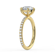 The Astra Ring – 6 Claw Round Solitaire with Pavé Band in 14K Rose Gold – The Jewel Concierge
