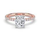 The Astra Ring - Elongated Cushion Solitaire with Pavé Band