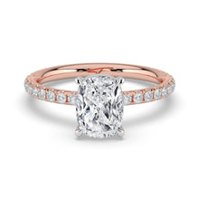 The Astra Ring - Elongated Cushion Solitaire with Pavé Band