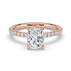 The Astra Ring - Elongated Cushion Solitaire with Pavé Band