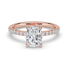 The Astra Ring - Elongated Cushion Solitaire with Pavé Band