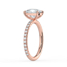 The Astra Ring - Elongated Cushion Solitaire with Pavé Band