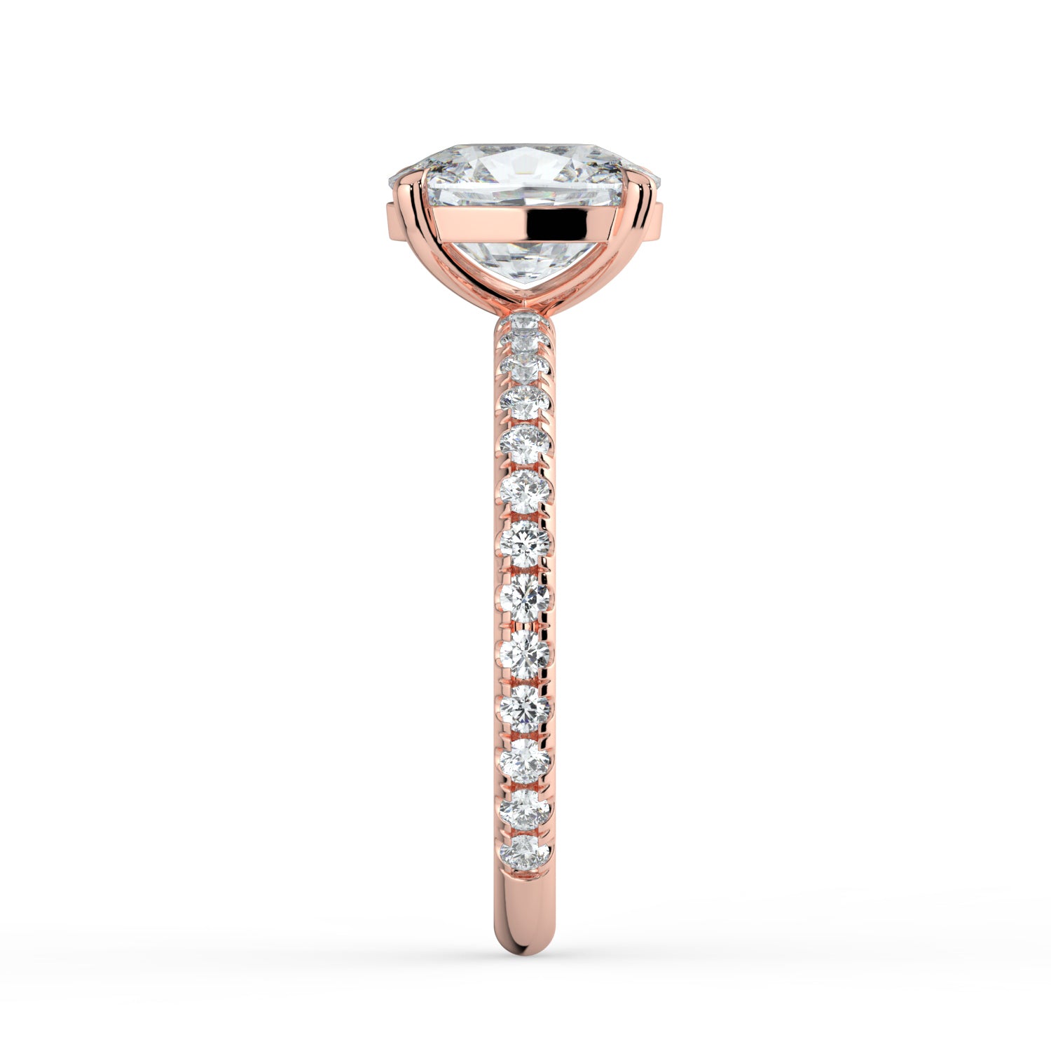The Astra Ring - Elongated Cushion Solitaire with Pavé Band
