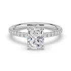 The Astra Ring - Elongated Cushion Solitaire with Pavé Band
