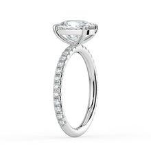 The Astra Ring - Elongated Cushion Solitaire with Pavé Band
