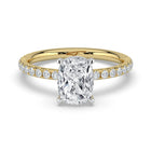 The Astra Ring - Elongated Cushion Solitaire with Pavé Band