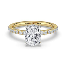 The Astra Ring - Elongated Cushion Solitaire with Pavé Band