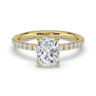 The Astra Ring - Elongated Cushion Solitaire with Pavé Band