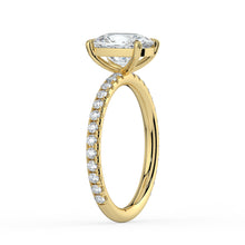 The Astra Ring - Elongated Cushion Solitaire with Pavé Band