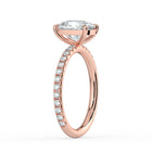 The Astra Ring — Elongated Cushion Solitaire with Pavé Band Lab-Grown Diamond Engagement Ring in Rose Gold | The Jewel Concierge