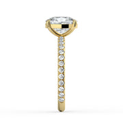The Astra Ring — Elongated Cushion Solitaire with Pavé Band Lab-Grown Diamond Engagement Ring in Yellow Gold | The Jewel Concierge