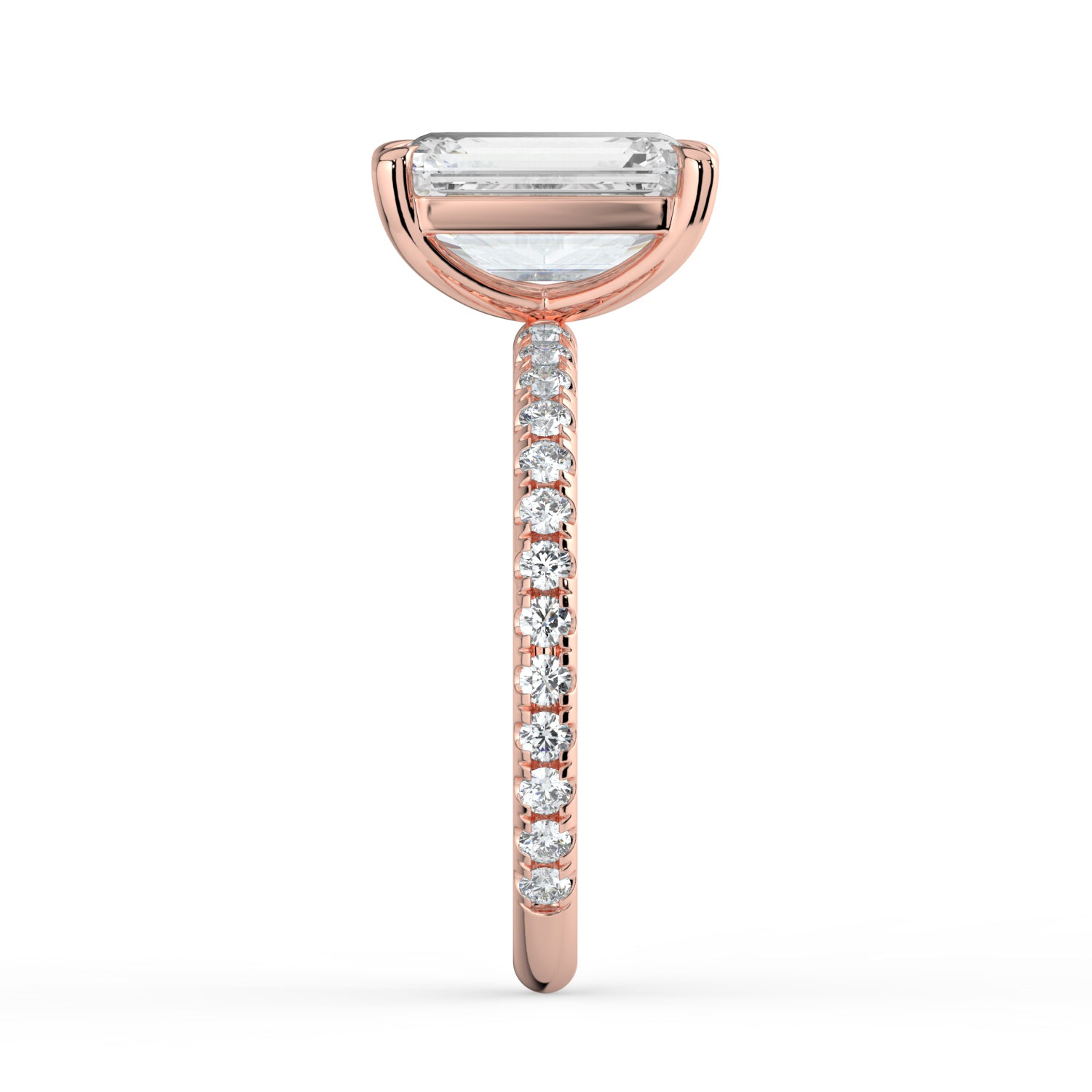 The Astra Ring - Emerald Solitaire with Pavé Band