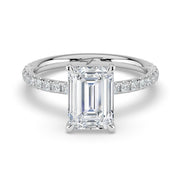 The Astra Ring – Emerald Solitaire with Pavé Band – The Jewel Concierge