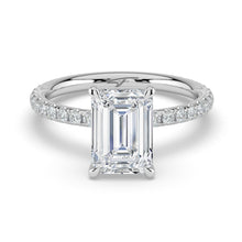 The Astra Ring - Emerald Solitaire with Pavé Band
