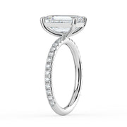 The Astra Ring – Emerald Solitaire with Pavé Band in 14K White Gold and Yellow Gold – The Jewel Concierge
