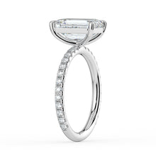 The Astra Ring - Emerald Solitaire with Pavé Band