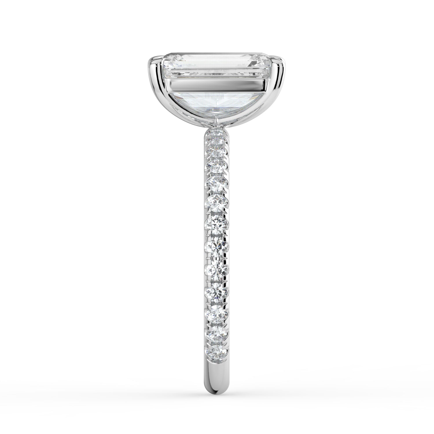 The Astra Ring - Emerald Solitaire with Pavé Band