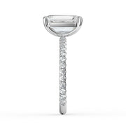 The Astra Ring – Emerald Solitaire with Pavé Band in 18K White Gold – The Jewel Concierge
