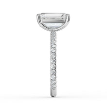 The Astra Ring - Emerald Solitaire with Pavé Band