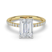 The Astra Ring – Emerald Solitaire with Pavé Band – The Jewel Concierge