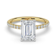 The Astra Ring - Emerald Solitaire with Pavé Band