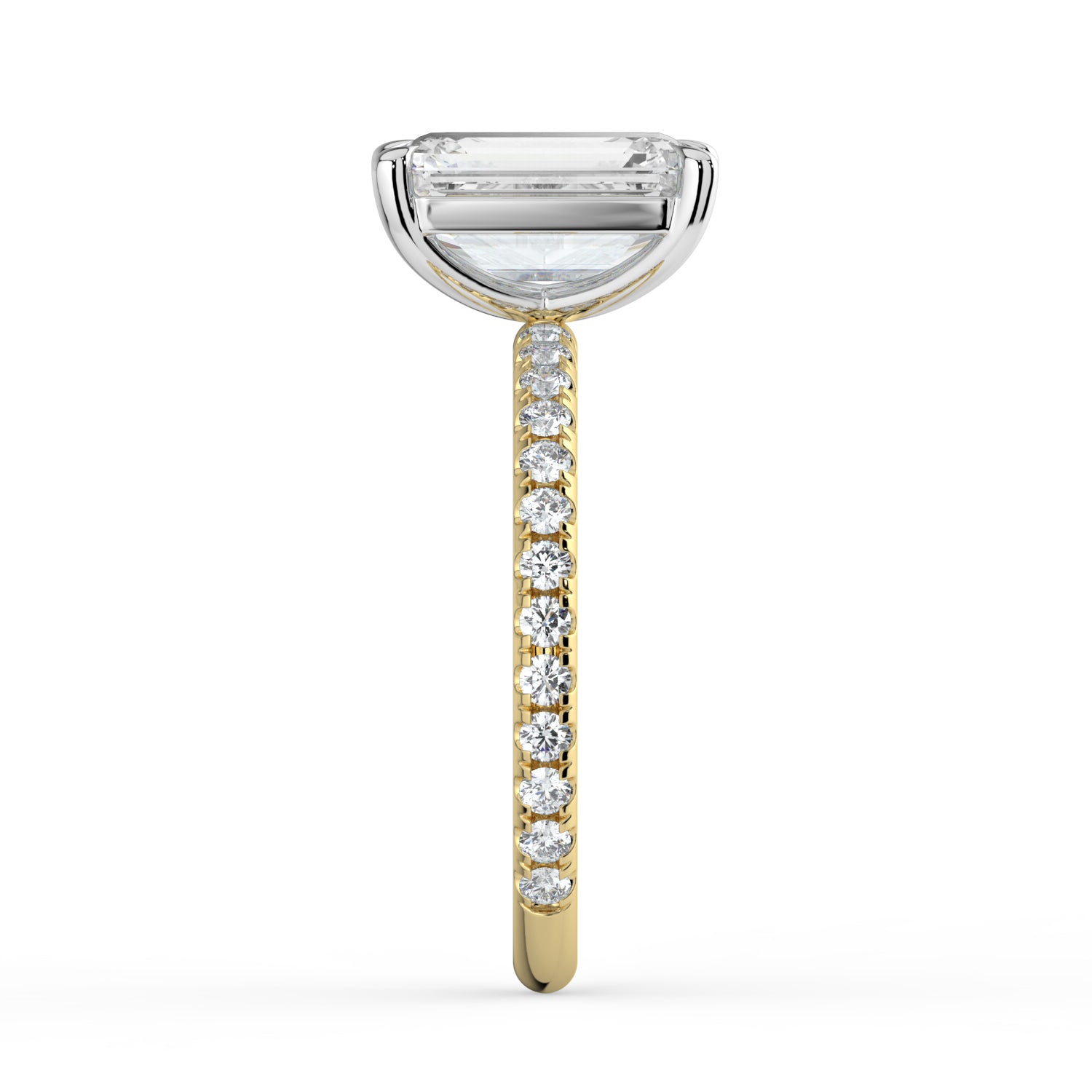 The Astra Ring - Emerald Solitaire with Pavé Band